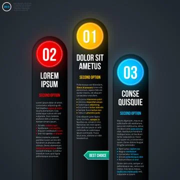 Vertical chart template with three numbered elements on gray background. EPS1 Stock Illustration