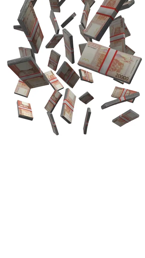 Vertical Chile 20000 Pesos Falling Animation Stacks Of Money on White Screen Stock-Footage 301992309