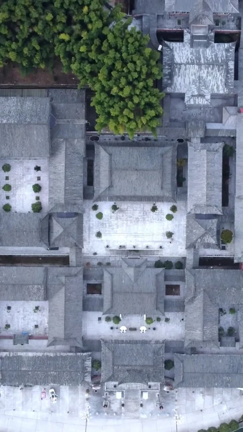 Vertical Chinese Architecture Aerial View Drone Heritage Motion Stock Footage 327678378