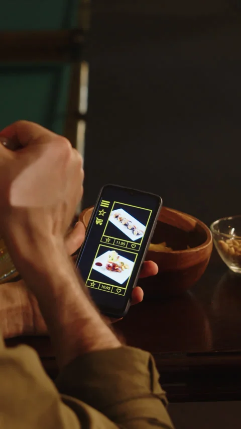 Vertical of Choosing Meals on Menu at Bar Counter on St Patricks Day Stock Footage 291091756