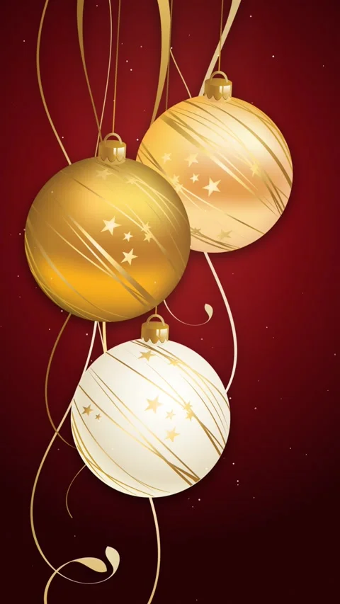 Vertical Christmas background animation with swaying gold christmas balls Stock Footage 345970483