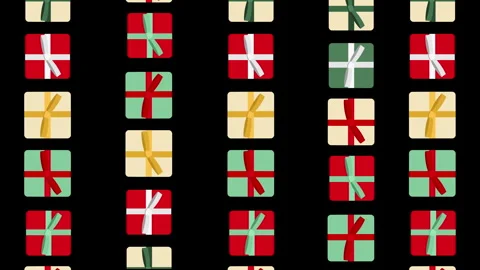 Vertical christmas gift boxes b&amp;w Stock Footage 246984095