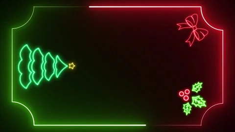 VERTICAL CHRISTMAS NEON FRAME Stock Footage 260095893