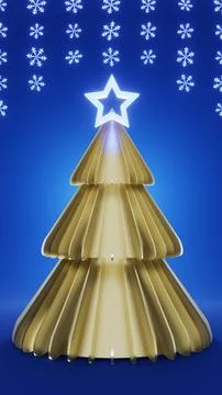 Vertical Christmas New Year tree star snowflake winter festive ornament golde Stock Illustration