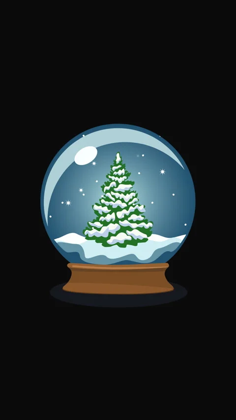 Vertical Christmas Snow Globe with Snow Covered Fir Tree Flat Illustration Stock Footage 338360414