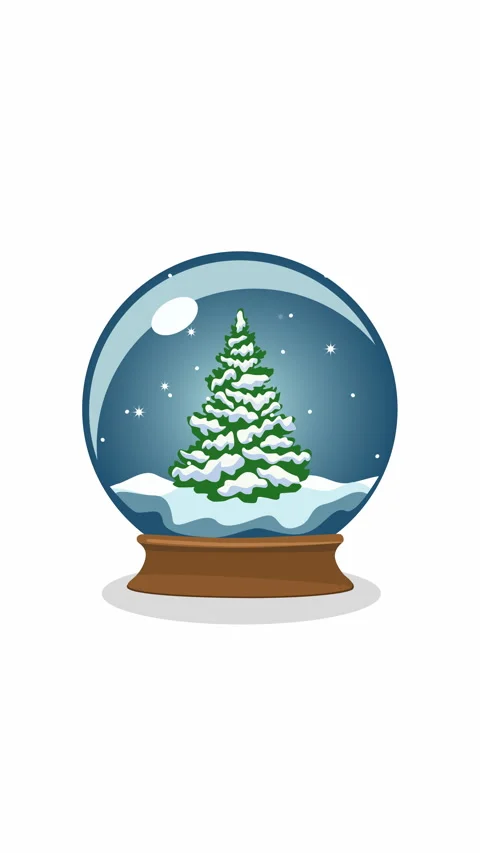Vertical Christmas Snow Globe with Snow Covered Fir Tree Flat Illustration Stock Footage 338360417