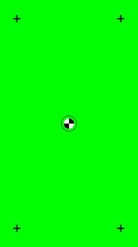 Vertical chroma key green screen with cross and central black white marker Stock Illustration