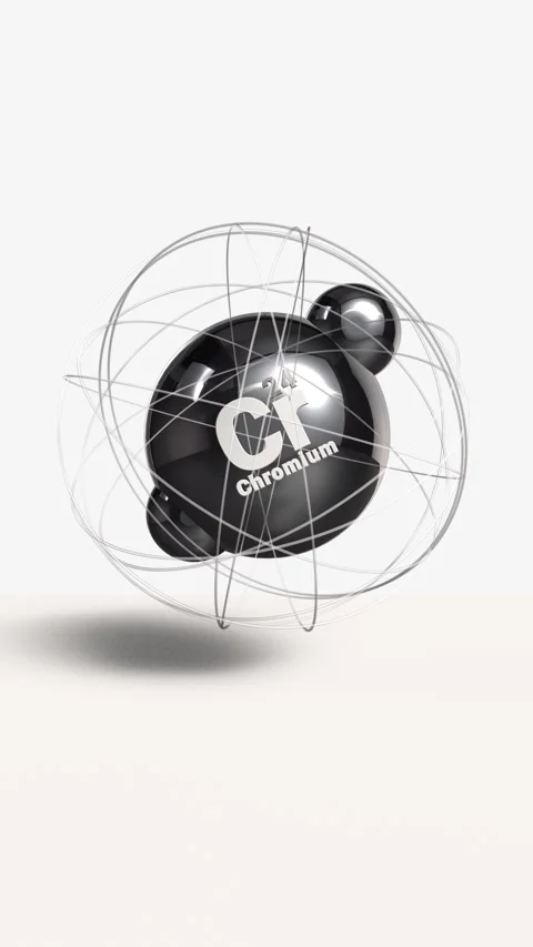Vertical Chromium 3d animation element from periodic table on clean white Stock Footage 306659929