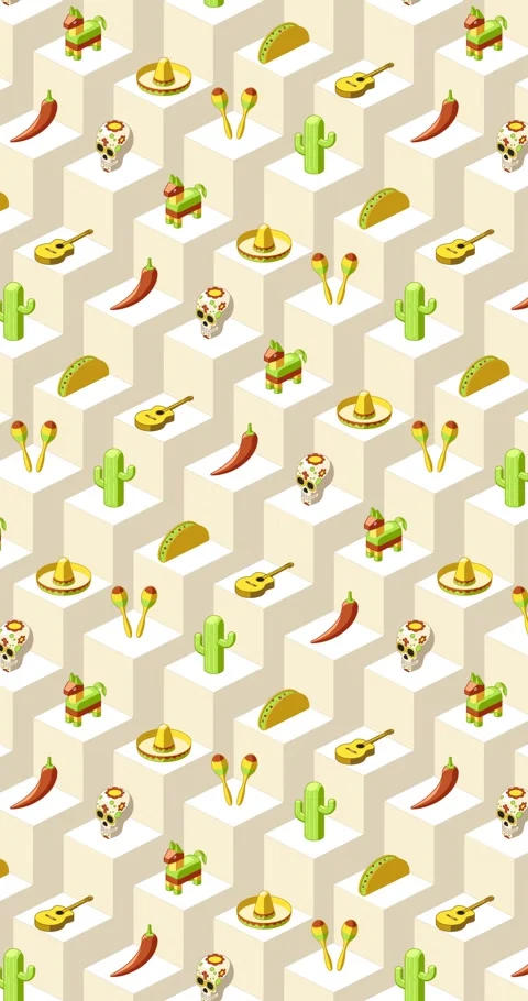 Vertical Cinco de Mayo colorful icon animation loop on geometric background Stock Footage 332359329