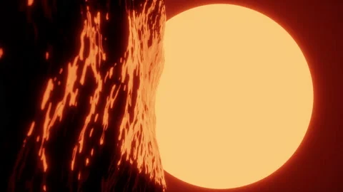 Vertical cinemagraph of huge orange sun over stormy sea or ocean. Concept Stock Footage 233024096