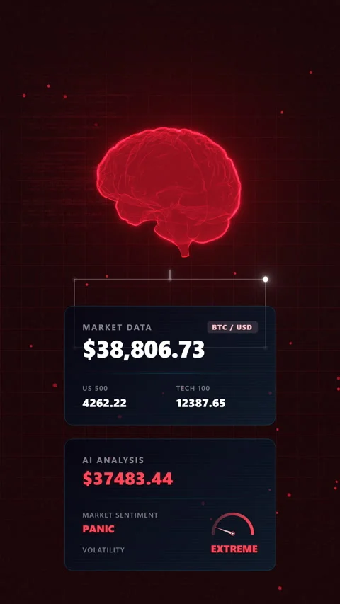 Vertical cinematic focus on a bear market alert system, Vertical 9:16 4K Stock Footage 338406708