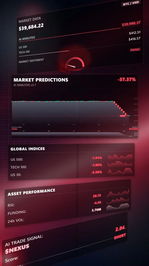 Vertical cinematic high-angle orbit showcasing a bear market, Vertical 9:16 4K Stock Footage 338406047