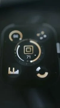 Vertical cinematic smartphone interface centers a graphics processor icon Stock Photos