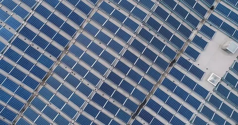 Vertical circular panorama of solar panels on factory roof, slow Stock Footage 125024388