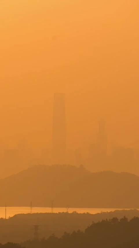 Vertical City Landmark Skyscraper Sunset Timelapse Urban Skyline Stock Footage 327668946