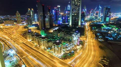 Vertical city night panorama timelapse 4K Video stock 34761856