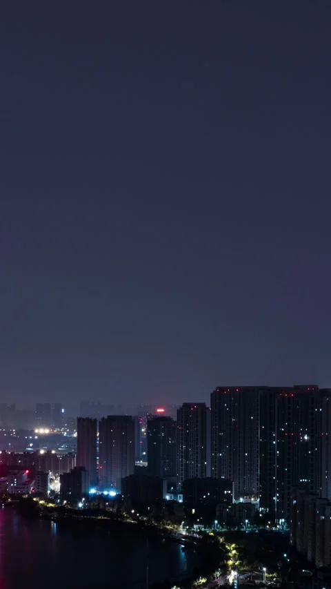 Vertical City Thunderstorm Lightning Strike Motion Timelapse Video Stock Footage 327670461