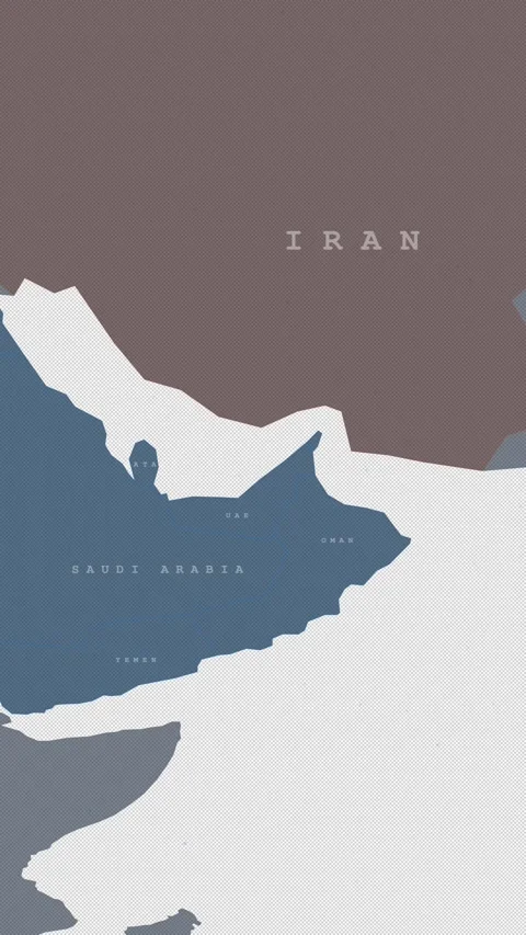 Vertical Clean Naval Geography Map Base - Persian Gulf Video stock 332043085