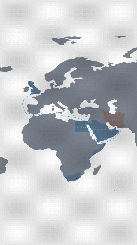 Vertical Clean Open Maritime Trade Route Map Base Stock-Footage 332043008