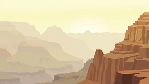 Vertical Cliffs Holding Pale Desert Echoes Flat Design Иллюстрация