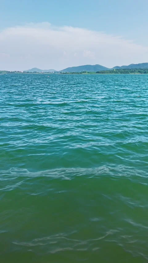Vertical Clip of Blue Sky and Lake Stock-Footage 340305344