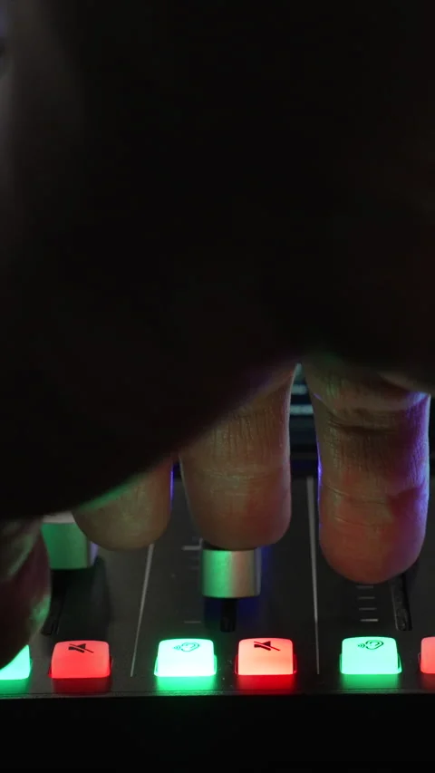 Vertical Close Up Audio Mixer Controls Stock Footage 311051358