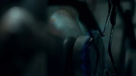 Vertical close-up of blue gas flame burning on dirty kitchen stove. Dirty gas Stock Footage 146068583