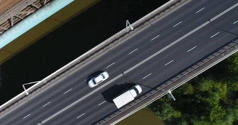 Vertical Close Up Of Bridge And Traffic Flow Stock Footage 93341484