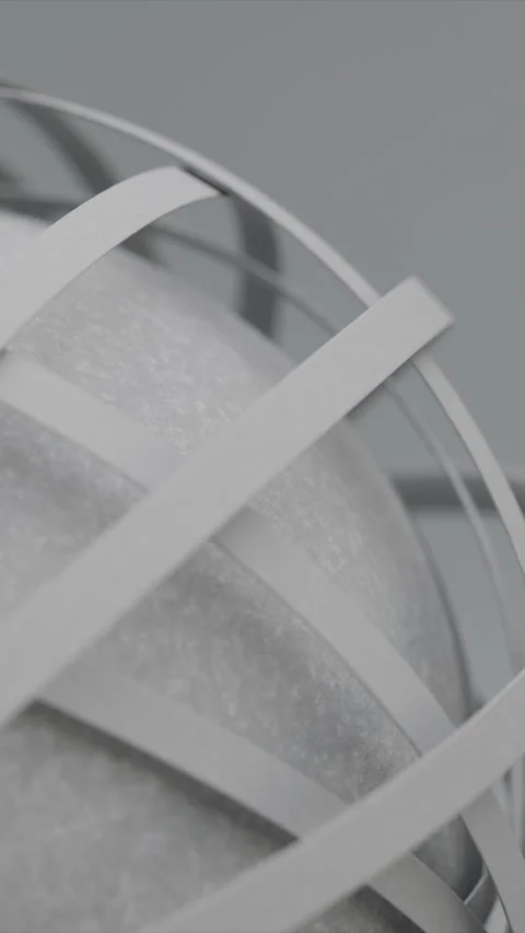 Vertical close up digital grey background with sphere and rotating rings Stock Footage 256292809