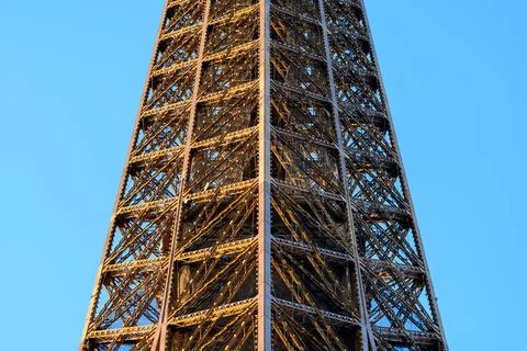 Vertical close-up of Eiffel Tower metal framework Stock Photos