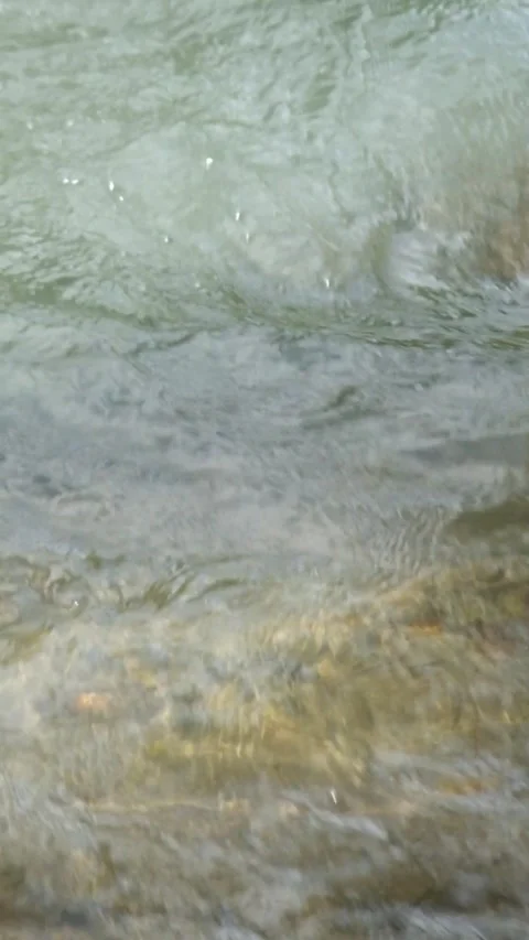 Vertical close-up of a fast flowing river Video stock 336878375