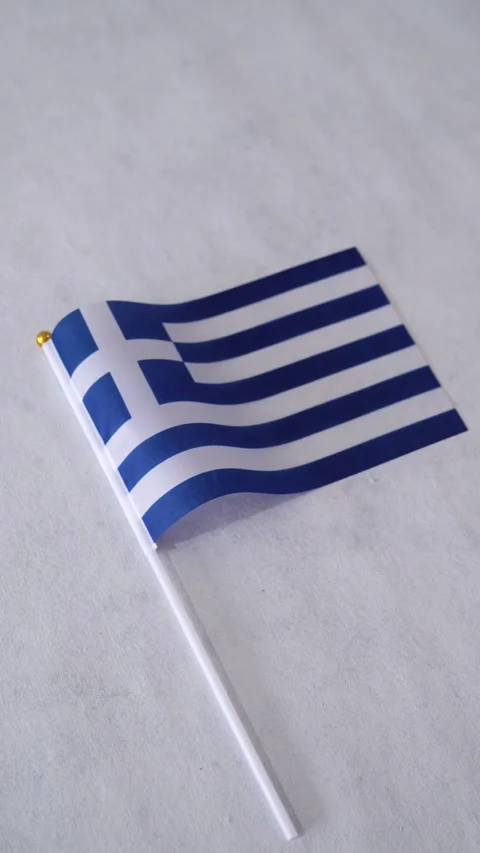 Vertical close up of Greece flag on white background. Greek national flag. Stock Footage 331054371