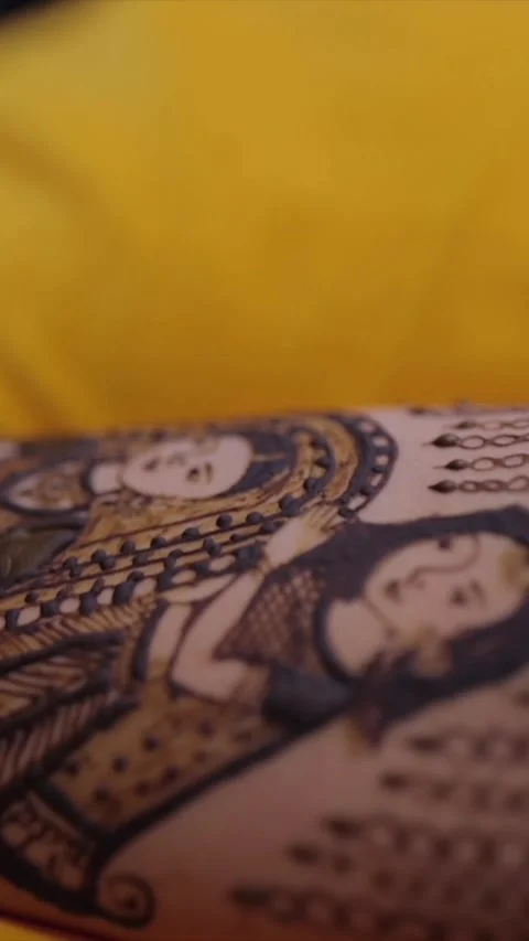 Vertical Close Up of Indian Bride Showing Mehendi Designs Stock Footage 337453035