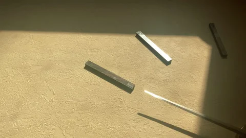 Vertical close up: metal clock with graduations embedded in the wall Video stock 233346484