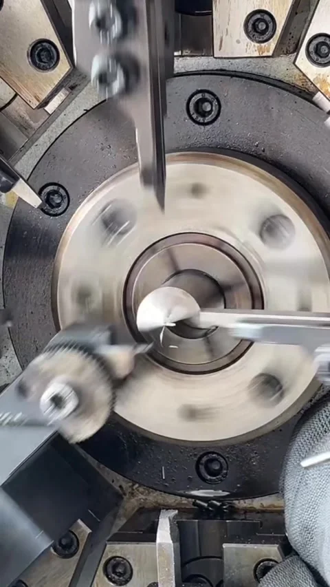 Vertical Close Up Metal Spring Coiling Process in Factory with Original Audi Video stock 327103031