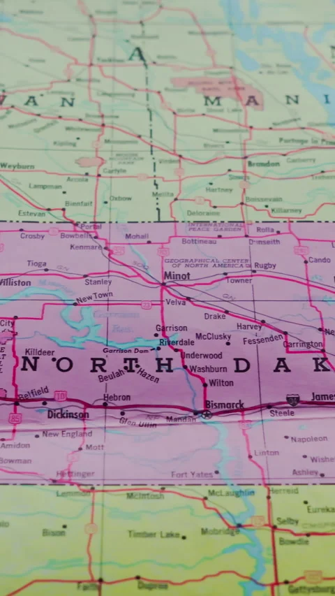Vertical Close Up of North America Map Showing 49th Parallel Border 4K Stock Footage 332228738