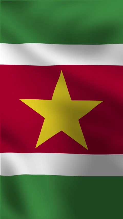 Vertical, close up portrait video waving national flag of Suriname. Stock Footage 299611189
