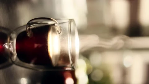 Vertical close up shot with cup of hot coffee or tea and beautiful sun at home Stock Footage 246556755