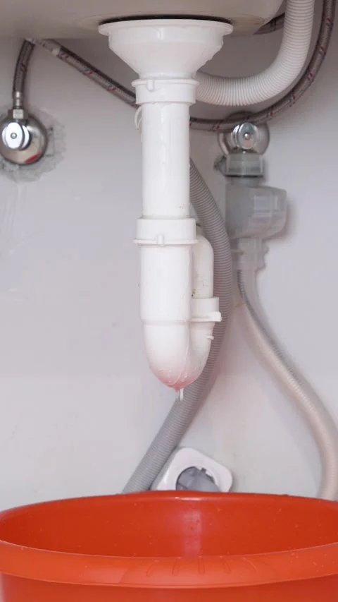 Vertical Close Up of Siphon with Visible Crack and Leak Stock Footage 311501769