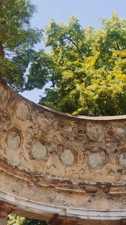Vertical close-up of the Tempietto d'Arcadia in Parma’s Parco Ducale, showing Stock Footage 346310549