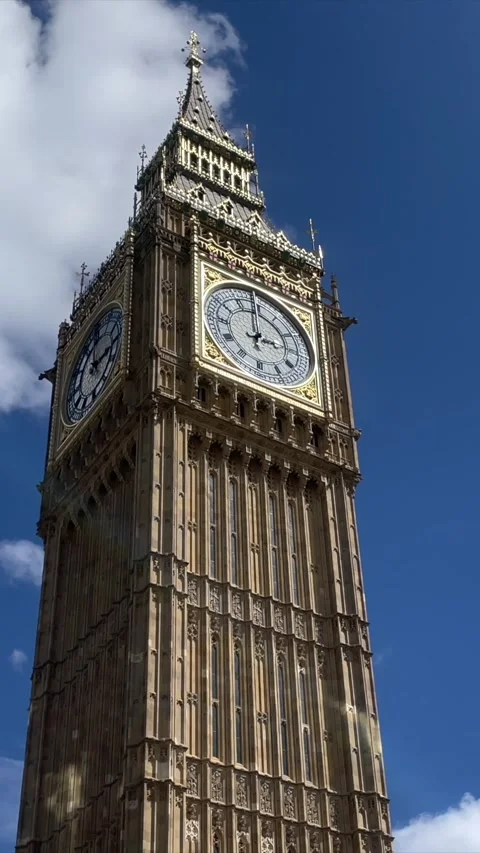 Vertical Close Up View of Big Ben Clock Tower in London England Stock Footage 334701695