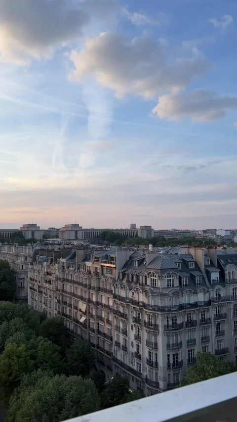 Vertical close up view of Paris Eiffel Tower Tour de Eiffel and panoramic view Stock Footage 245331890