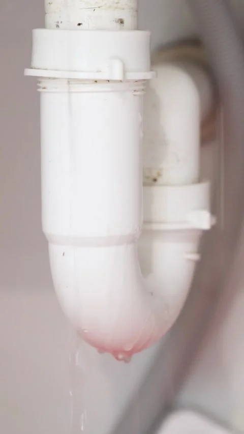 Vertical Close Up of Water Dripping from Leaky Sink Drain Stock Footage 311501618
