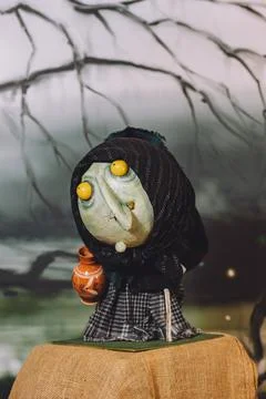 Vertical closeup of a modeled old hag from old legends Stock Illustration