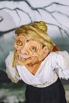 Vertical closeup of a modeled old with that stole children from old legends Stock Photos