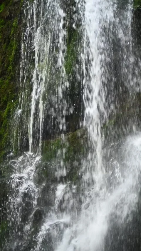 Vertical closeup shot of the main waterfall at Josephsthaler Wasserfälle Stock-Footage 260899730