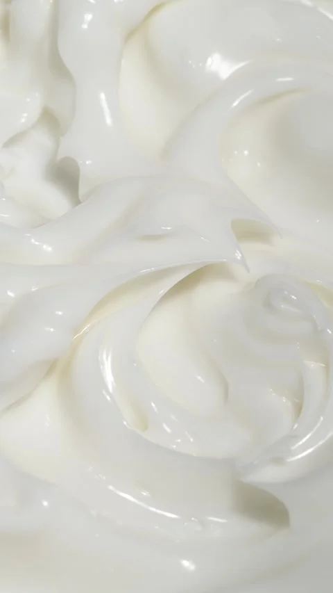 Vertical closeup white eye, skin cream texture background, facial cosmetics mask Vídeo Stock 268960328