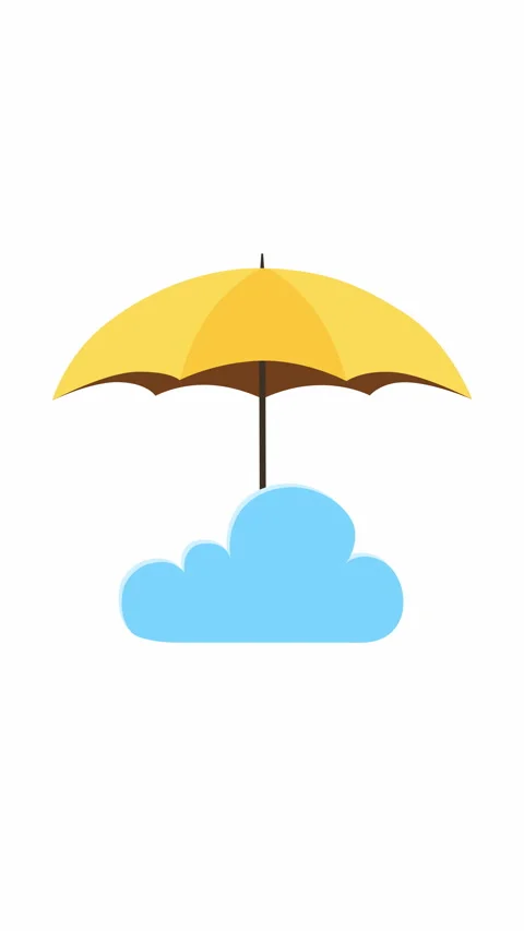 Vertical Cloud Protection Concept with Umbrella Flat Illustration Видео 340964637