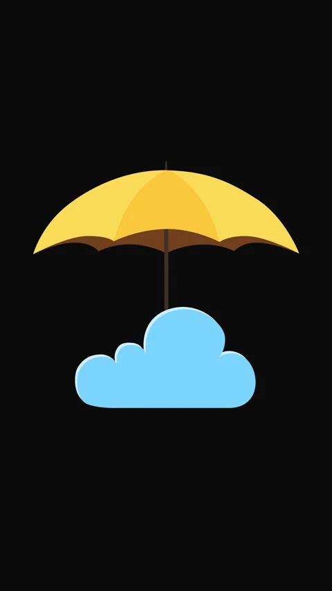 Vertical Cloud Protection Concept with Umbrella Flat Illustration Видео 340964640
