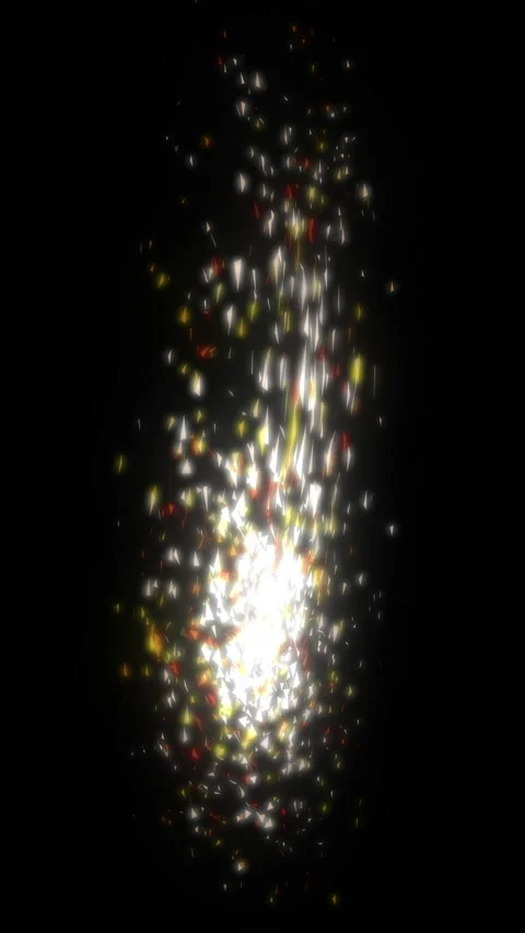 Vertical clusters of glowing sparks and fire embers on black Stock Footage 343197262